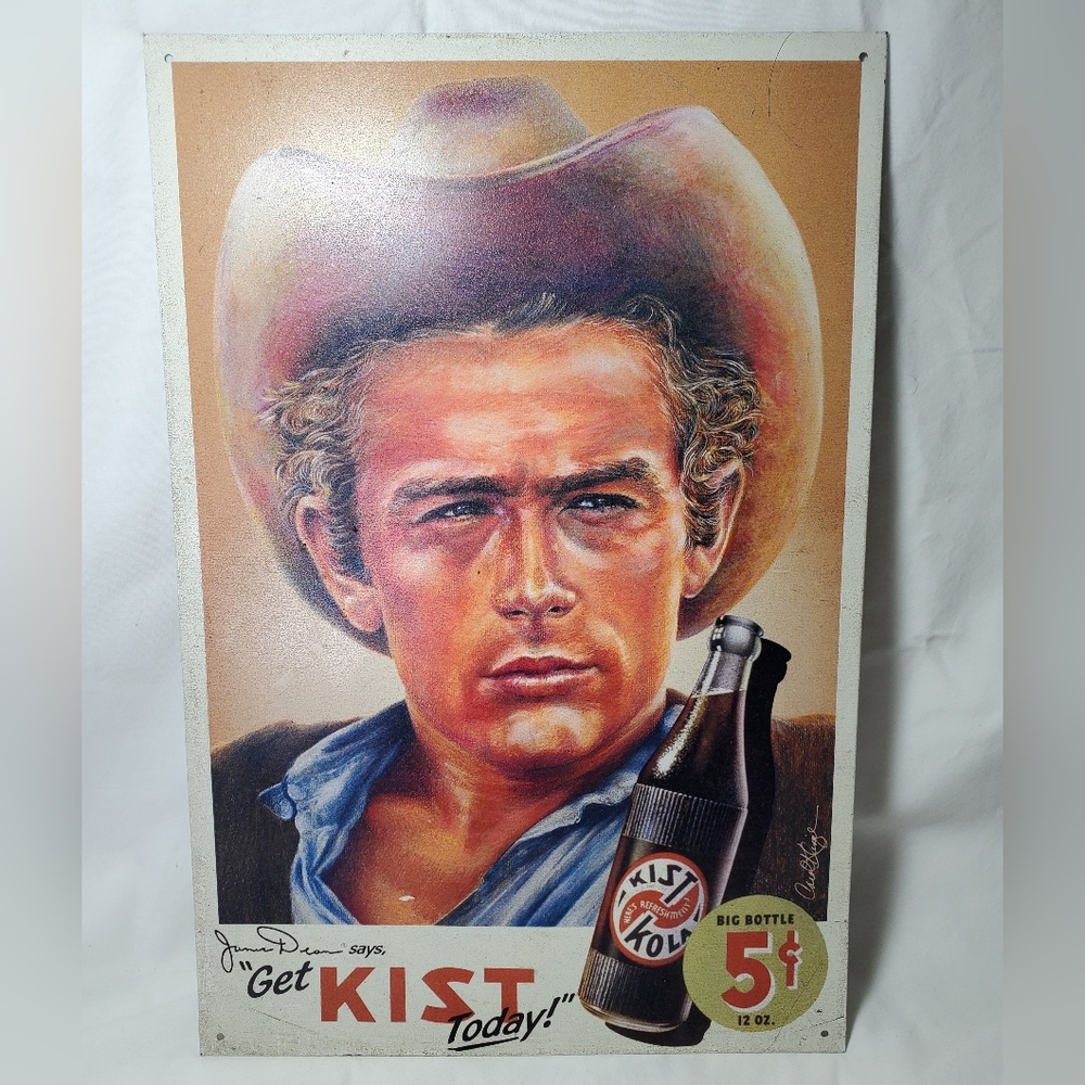 James Dean "Get KIST Today!" Vintage 1996 Distressed Metal Collectible Sign